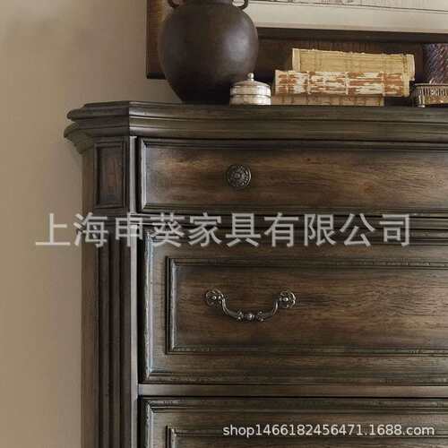 美式乡村实木轻奢复古做旧储物柜卧室收纳斗柜家用酒店别墅样板房