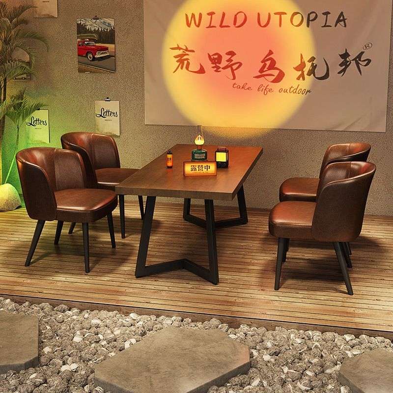小酒馆咖啡厅沙发酒吧实木桌椅清吧工业风茶楼卡座烧烤店露营风