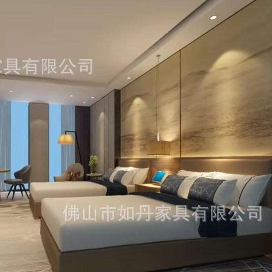 如丹源头厂家 星级酒店家具民宿公寓客房实木床软床等家具工程