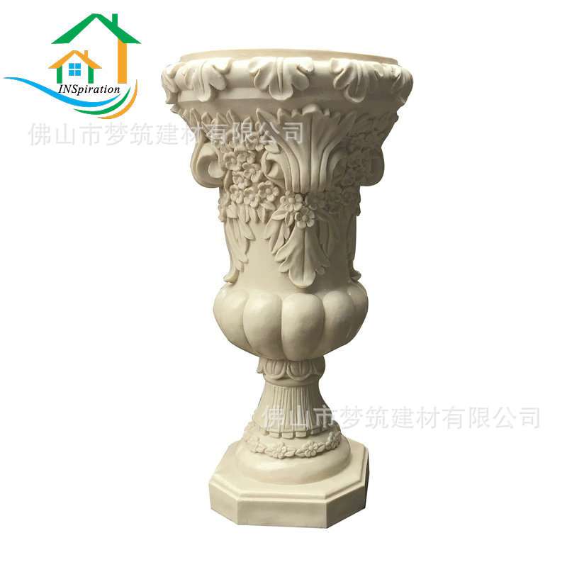 欧式雕刻花盆  园林景观玻璃钢摆件 公园景观人造砂岩艺术花钵