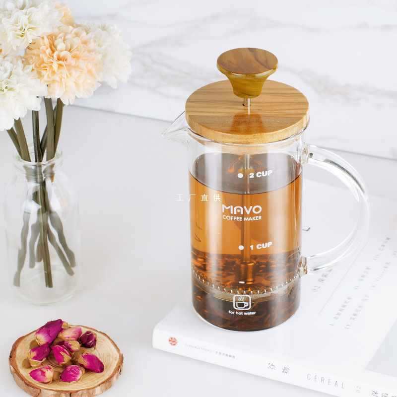 法压壶 咖啡壶橄榄木 咖啡过滤杯器具 茶壶家用法式压杯壶