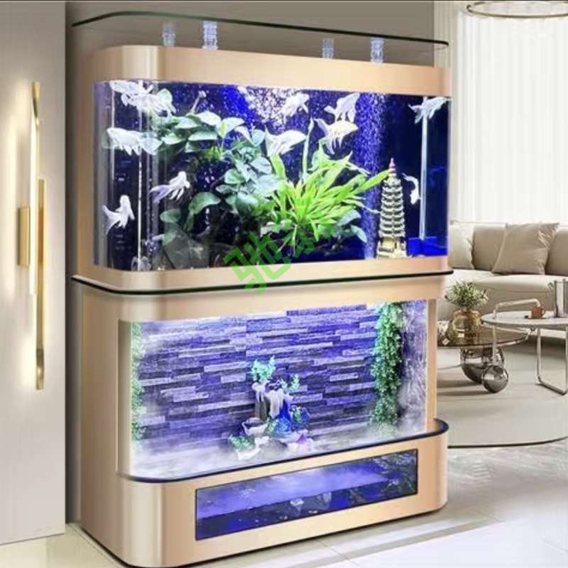 yut文化石水幕墙客厅鱼缸家用玄关落地简约家庭办公水族箱阳台清