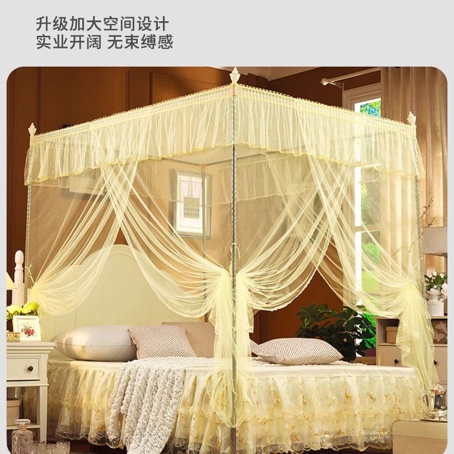 雨濛濛高端宫廷蚊帐家用卧室床纱缦帘三开门落地式纱帐