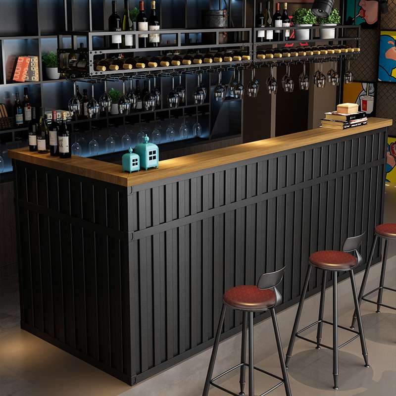 酒吧吧台收银台店铺小型餐厅铁艺柜台复古工业风烧烤店前台接待台