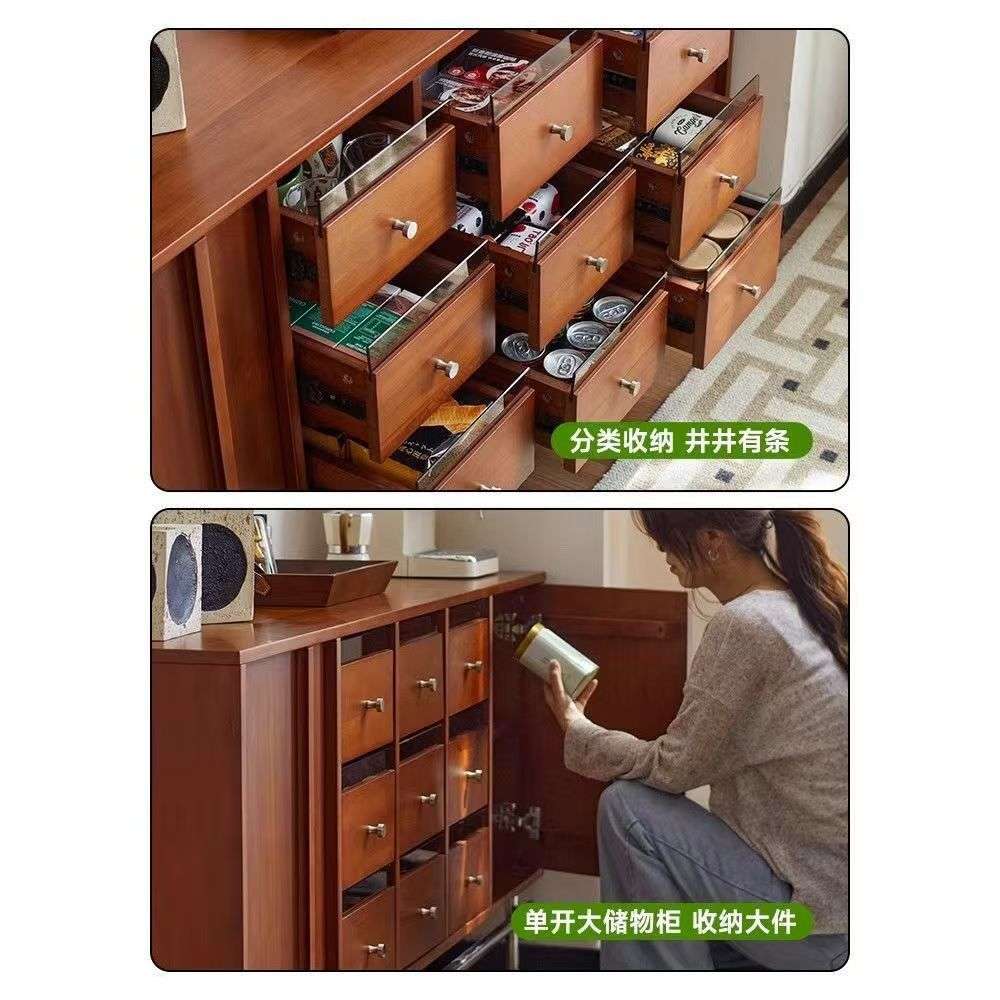 复古北欧实木客厅边柜储物柜卧室小户型床尾简约收纳柜中抽屉九斗