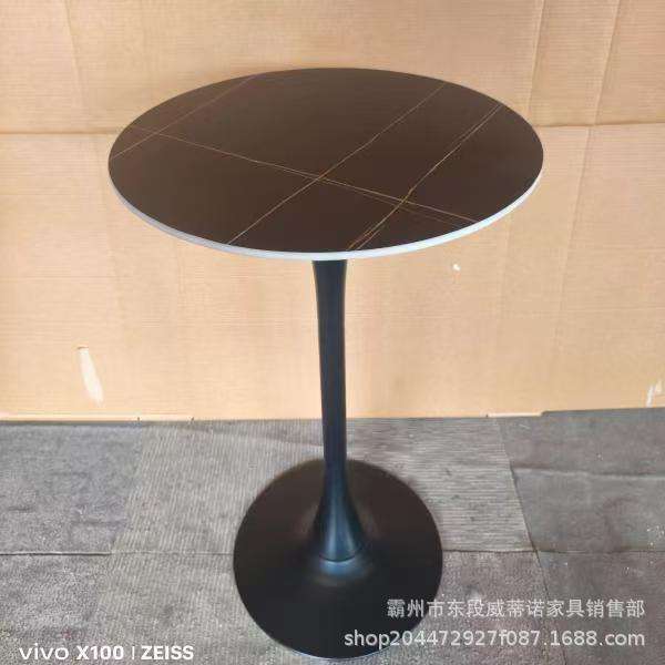 实木高吧台桌酒吧桌子家用圆形高脚桌酒会展会小吧台阳台休闲吧桌图片