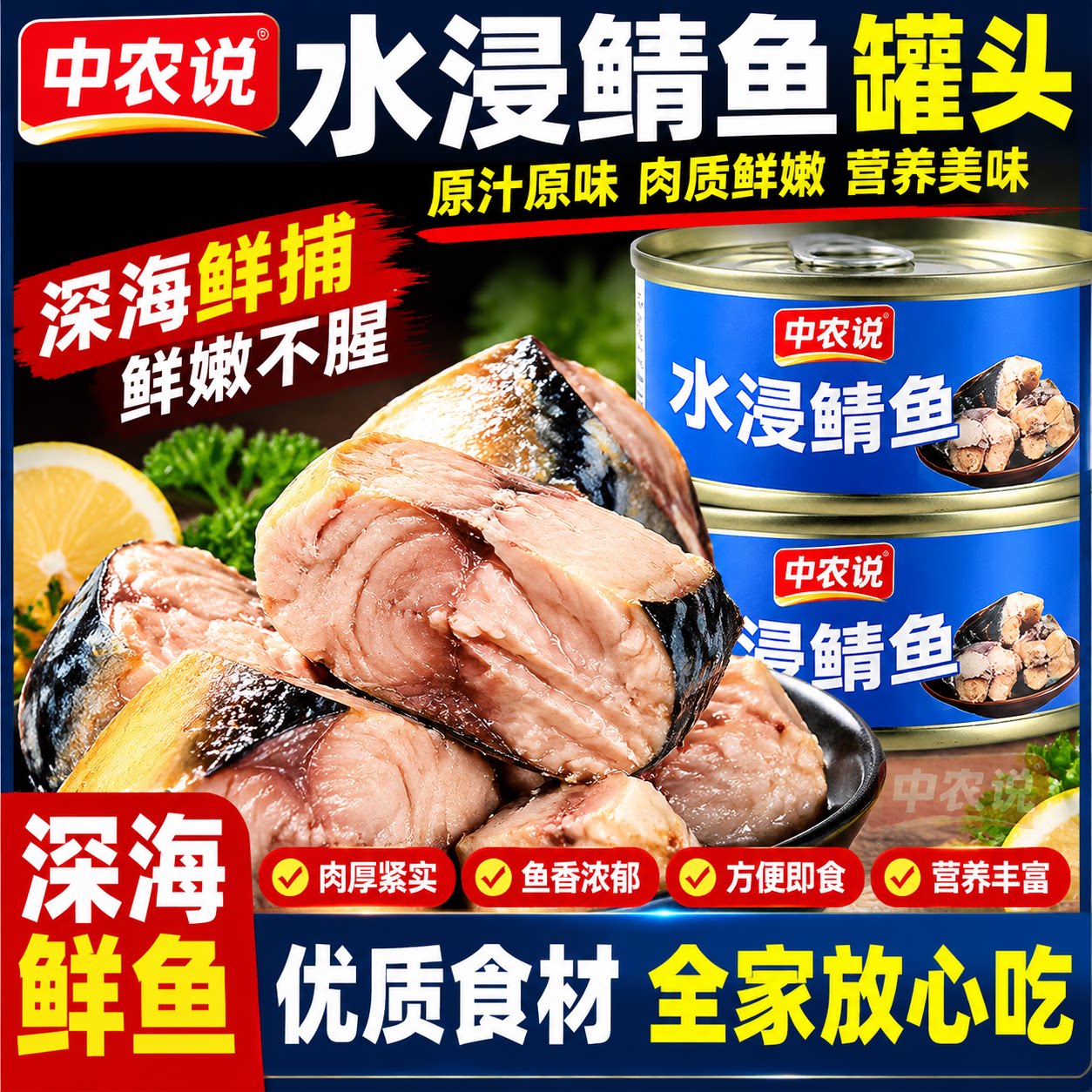 鲭鱼罐头水浸即食下饭官方旗舰店图片