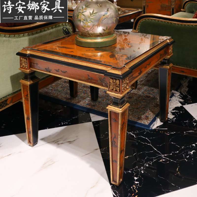手绘重工堆金艺术奢华茶几角几欧式法式中国风 别墅