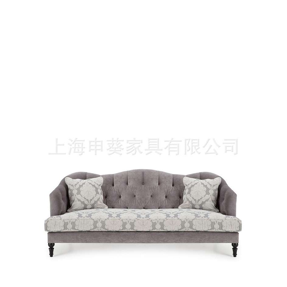 美式乡村三人布艺沙发欧式麻布沙发新古典后现代组合绒布三人沙发