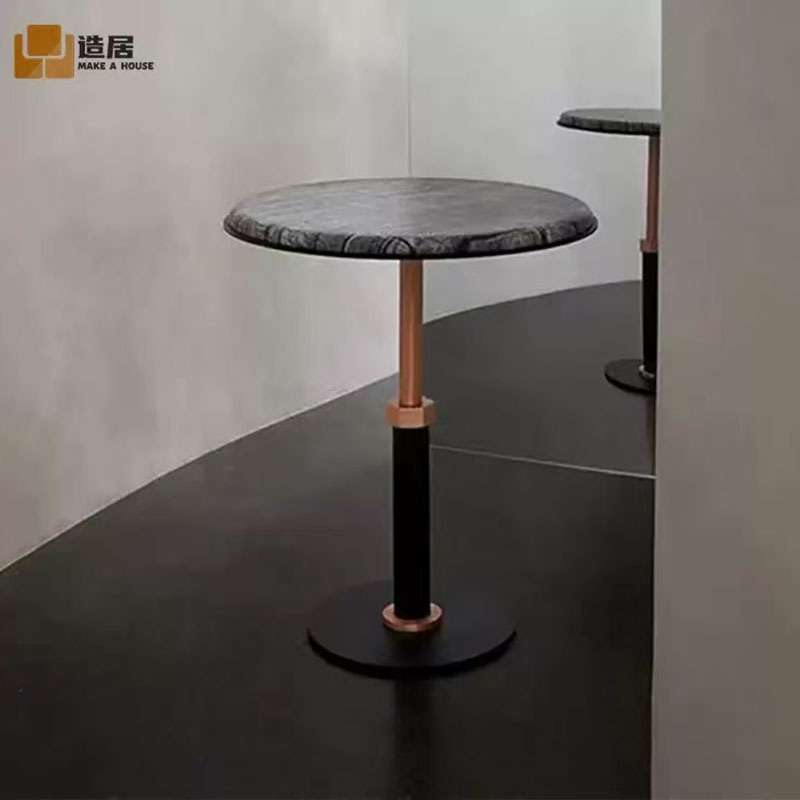 北欧现代简约不锈钢大理石茶几极简设计小户型咖啡厅洽谈桌几茶台