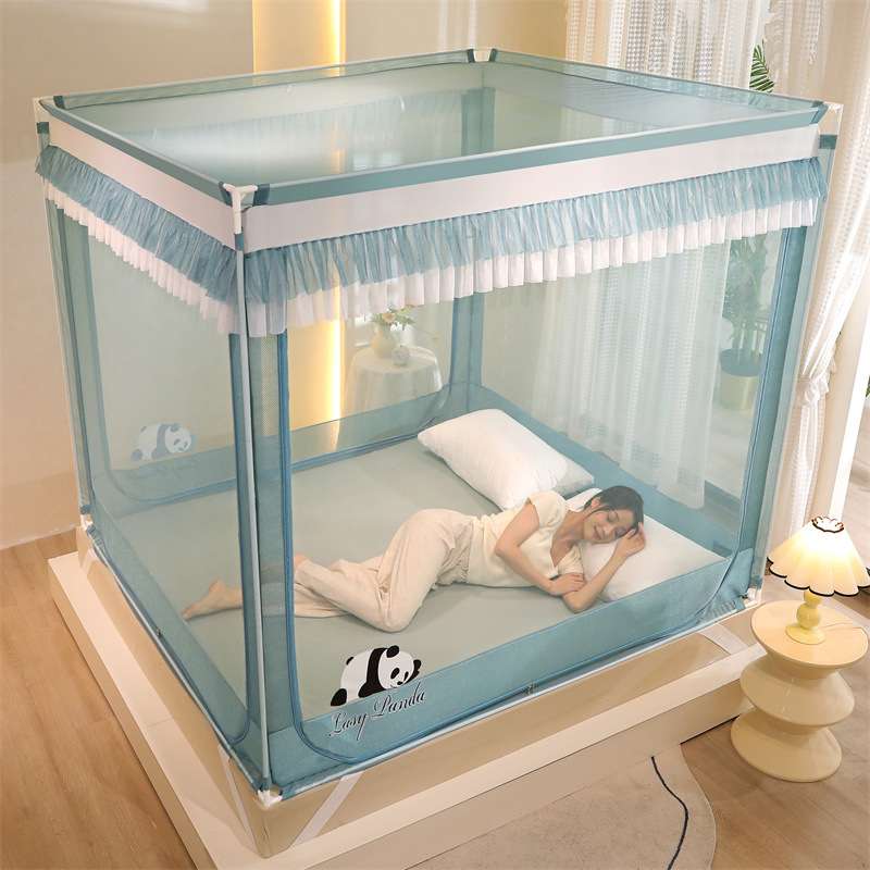 夏季家用蚊帐坐床式防摔1.8米床蚊帐加厚帐纱A类母婴全底四角松紧