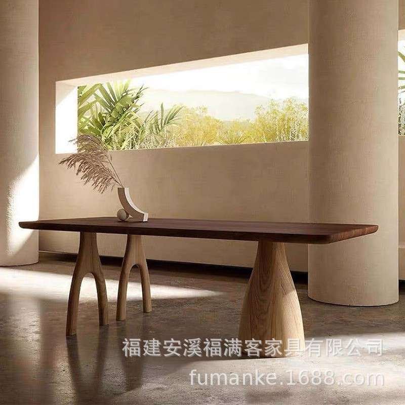 自然风个性树杈餐桌实木咖啡桌白蜡木办公工作台复古原木电脑桌子