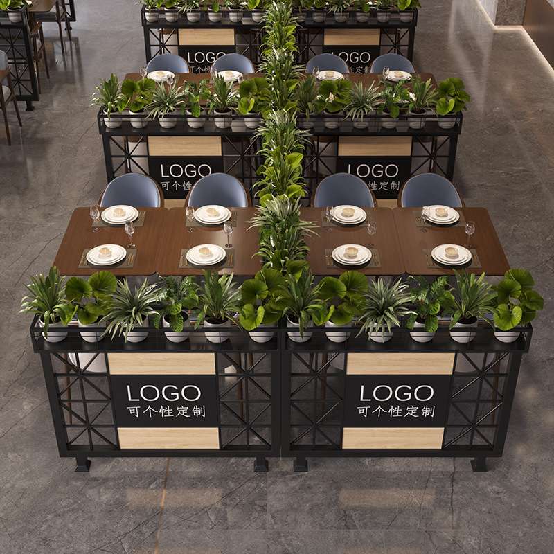 餐厅隔断铁艺屏风卡座围栏花架酒吧绿植过道装饰饭店奶茶半截护栏