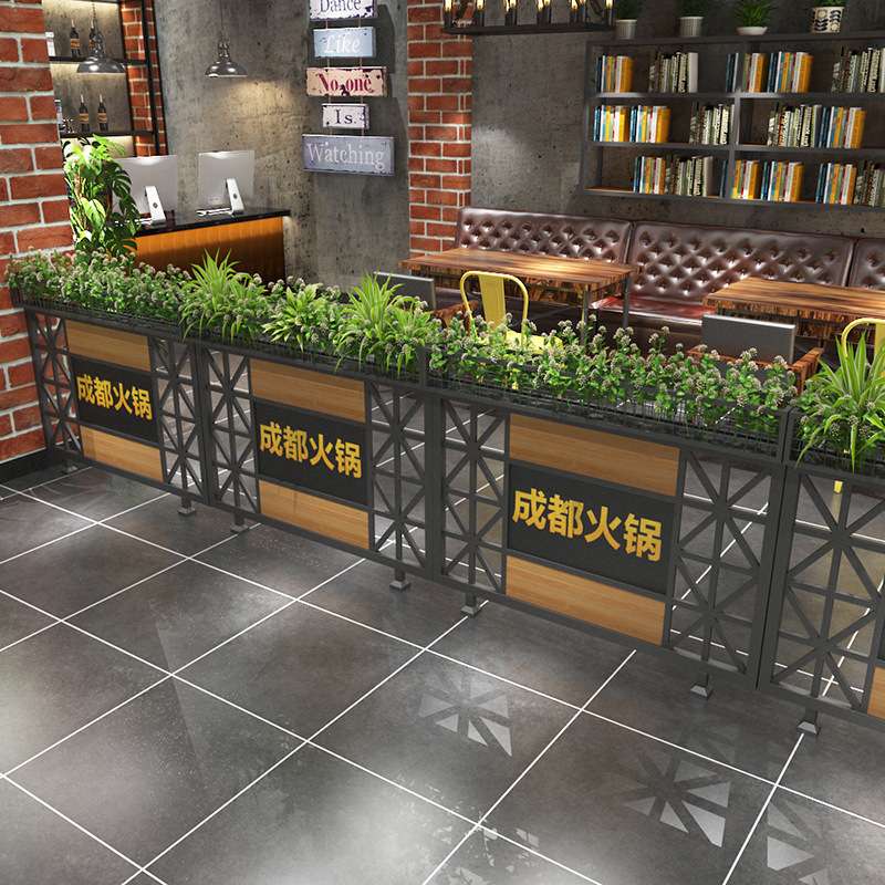 美式工业风铁艺隔断创意火锅店屏风花架客餐厅简约半截围栏饭店墙