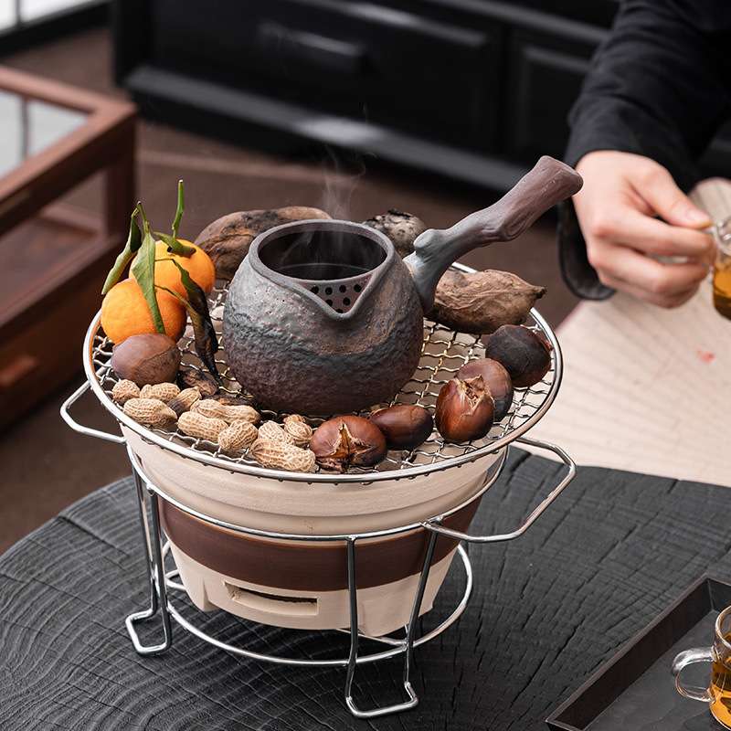 枯木侧把烤茶罐罐罐茶煮茶壶陶瓷茶具碳炉子围炉煮茶泡茶壶公道杯