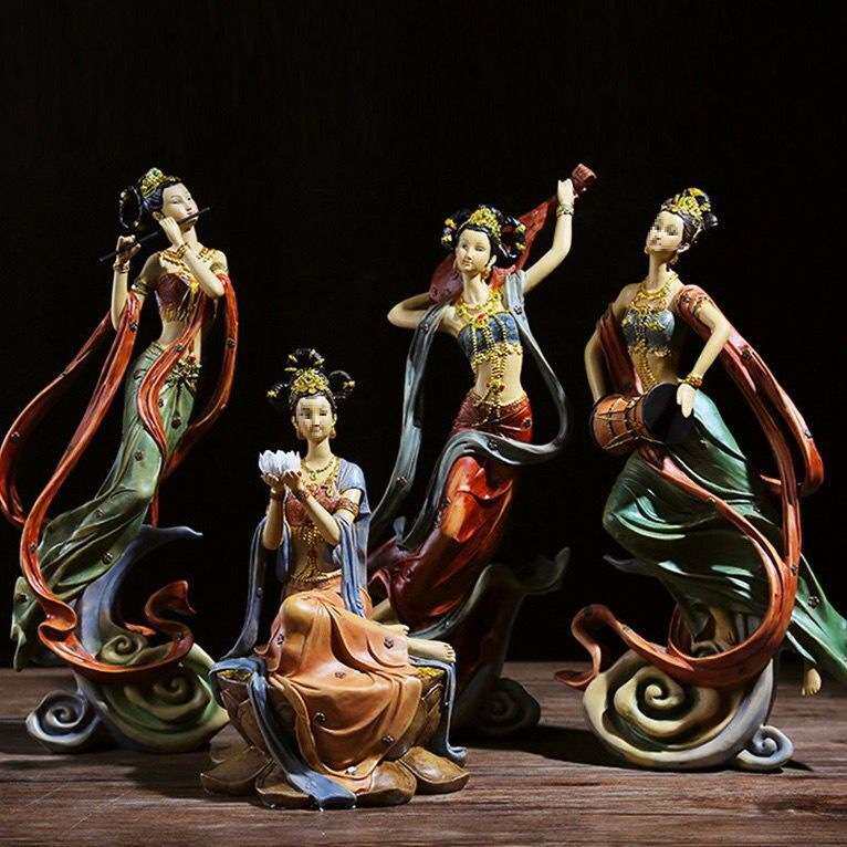 复古飞天仕女摆件中式敦煌禅意家割草机/草坪机
