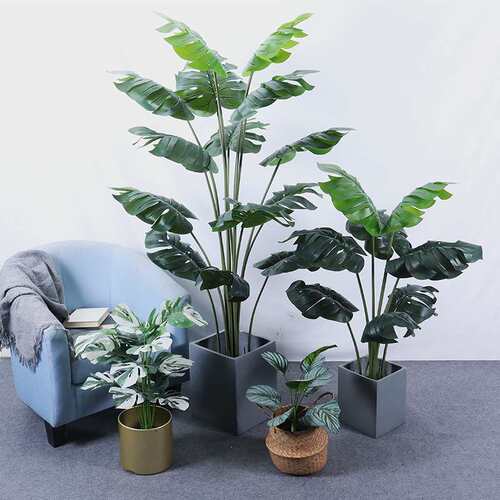 北欧风仿真植物龟背竹假盆栽大型客厅落地盆景室内装饰龟背叶绿植