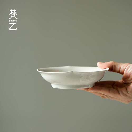 梵乙草木灰手绘桃花葵口壶承现代简约干泡台女性泡茶养壶底托