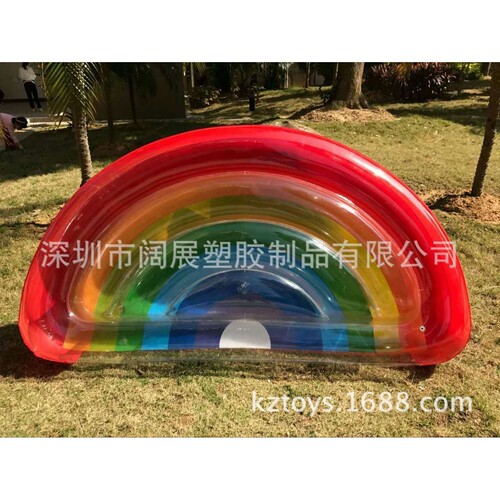 现货180*90CM充气彩虹浮排半片西瓜浮排浮床漂浮气垫板气床