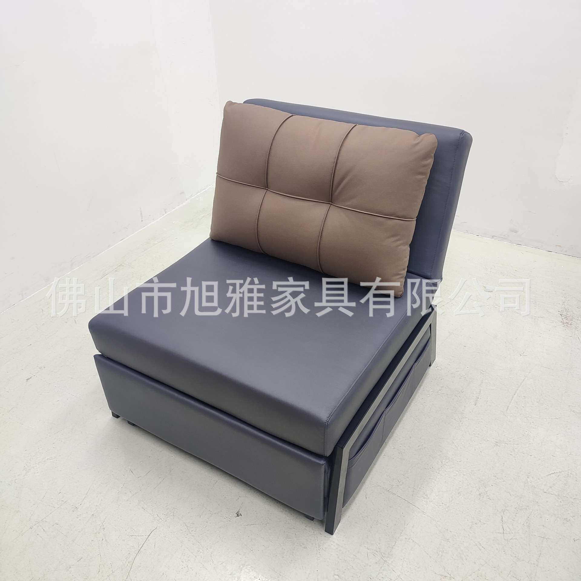现代简约可折叠单人位无扶手小户型客厅卧室阳台坐躺两用沙发床