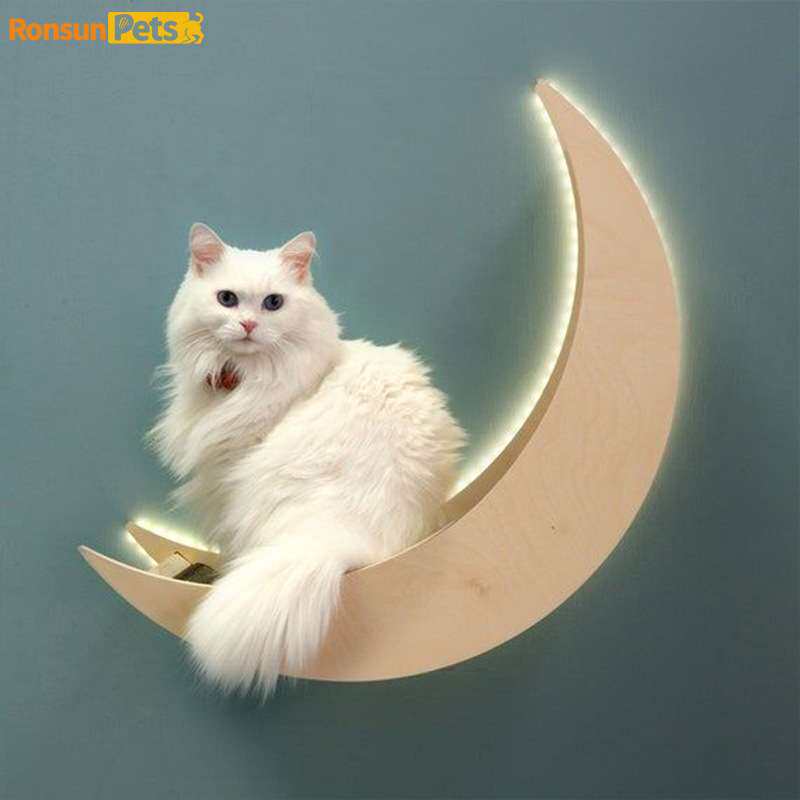 月亮上墙猫爬架猫窝一体木质猫咪攀爬防滑磨爪壁挂式猫爬架现货