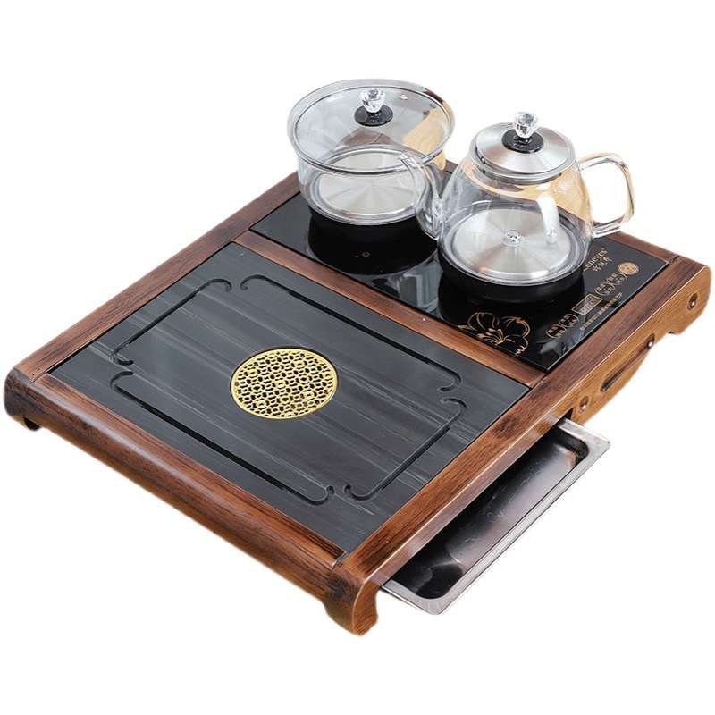 全自动茶盘带电磁炉一体乌金石小型石盘烧水壶一体式 家用小茶台