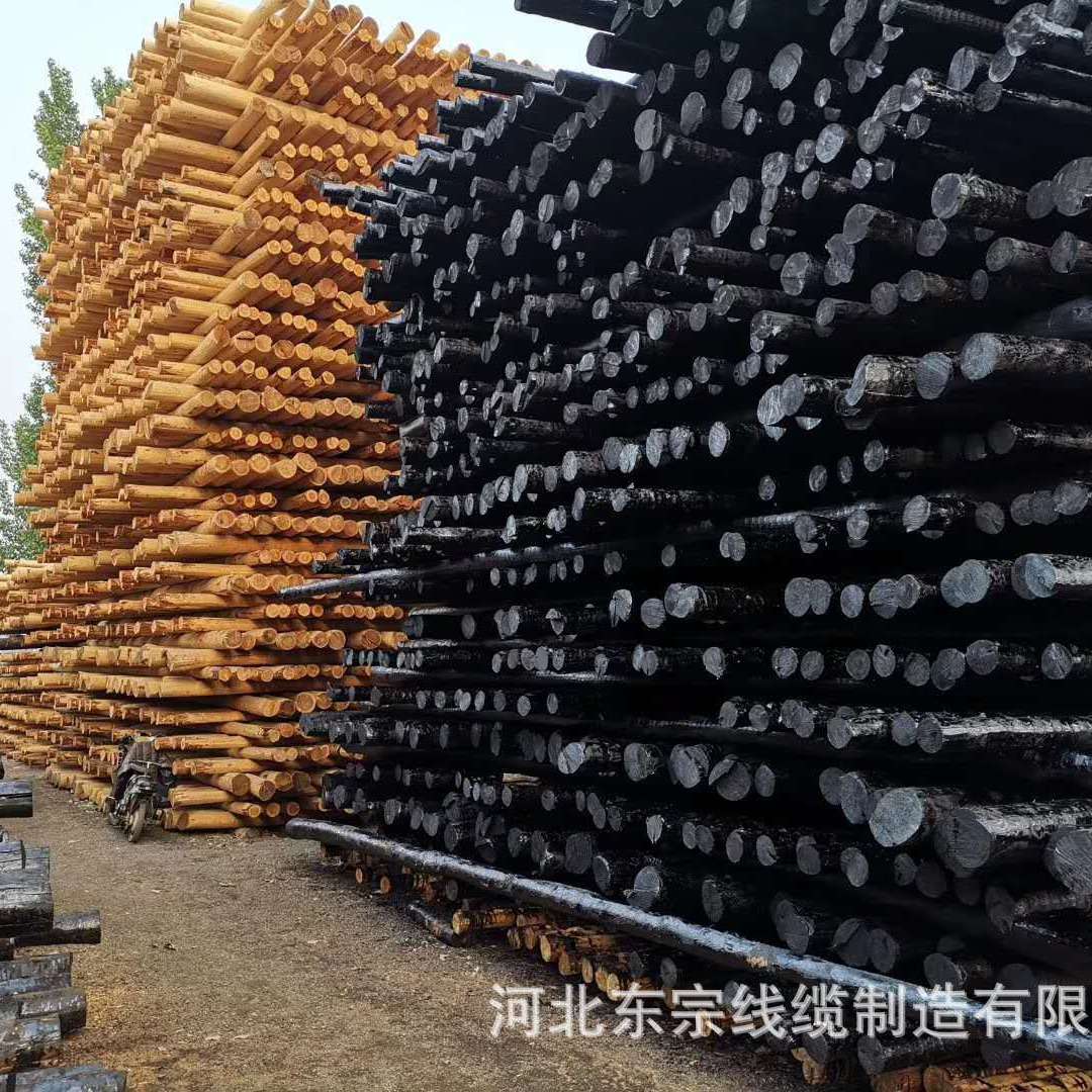 厂家生产防腐油木杆 黑木杆 油炸杆 通讯油木杆 油木电线杆 横木