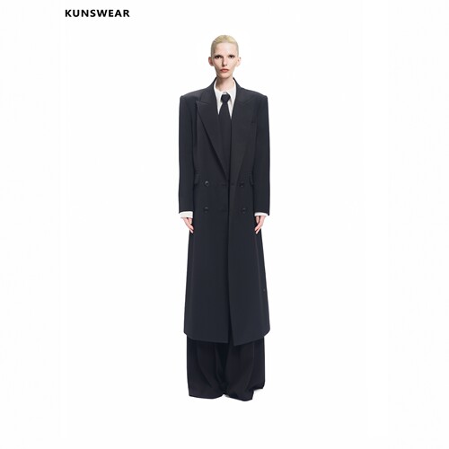 KUNSWEAR/琨丝薇尔26FA 翻领垂感过膝宽松长款大衣外套 846002110