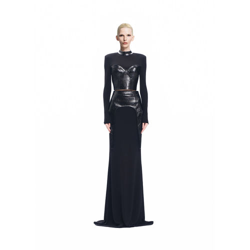 KUNSWEAR/琨丝薇尔26FA 暗黑设计感拼接半高领长袖上衣 846004090