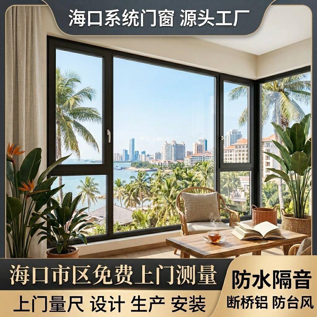 海口封阳台防台风断桥铝双层中空钢化玻璃隔音免费测量阳台窗户