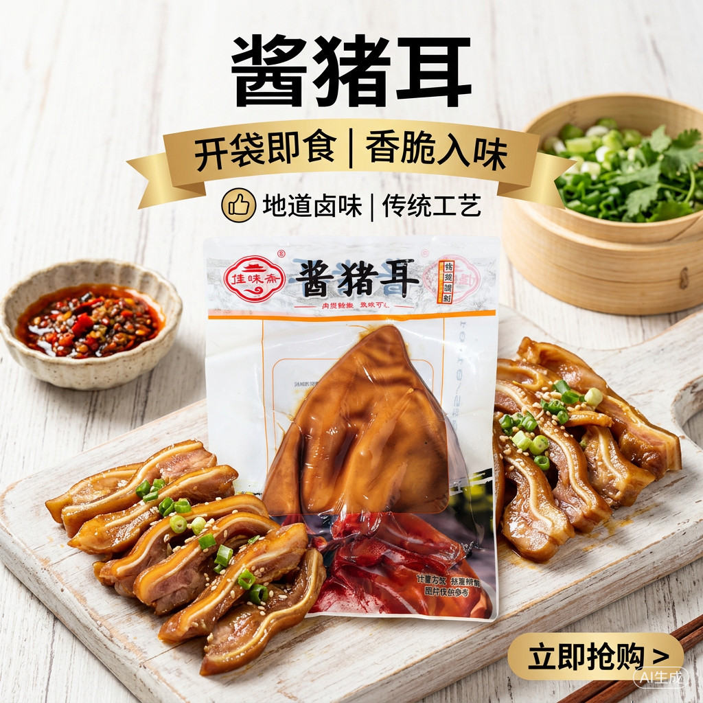 佳味斋160g五香猪耳朵耳叶带脆骨卤味熟食真空即食下酒菜凉拌凉菜