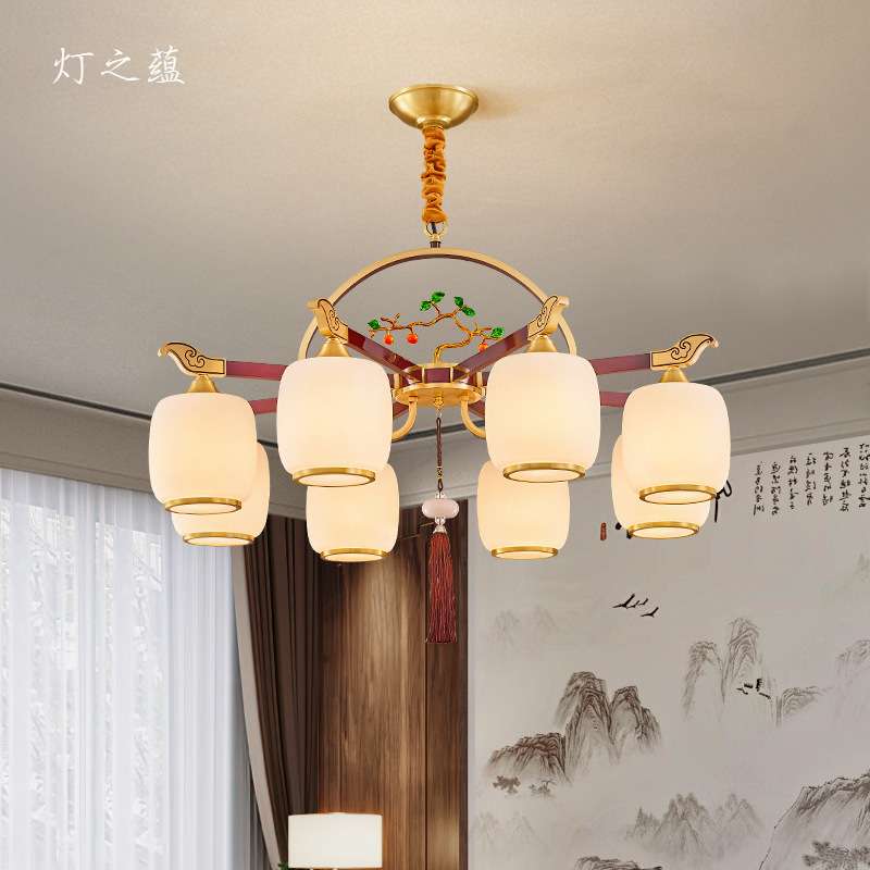 新中式全铜客厅灯简约现代大厅主灯中国分禅意茶室餐厅灯2023新款