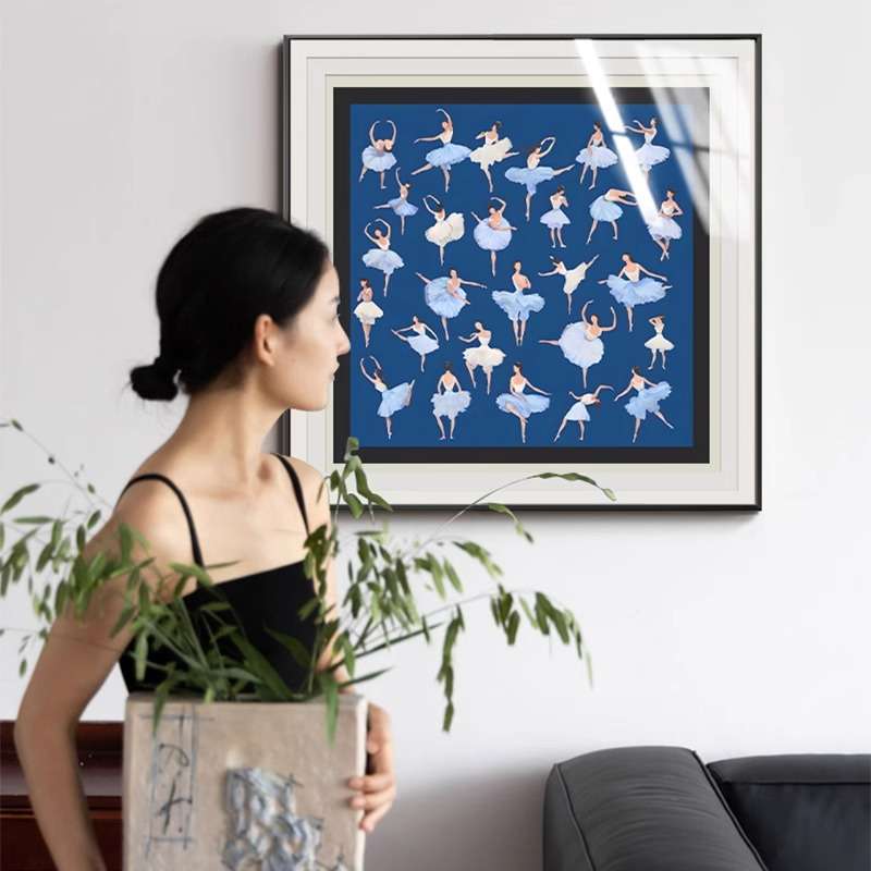 《芭蕾女孩》法式中古风客厅挂画克莱因蓝艺术卧室装饰画餐厅壁画