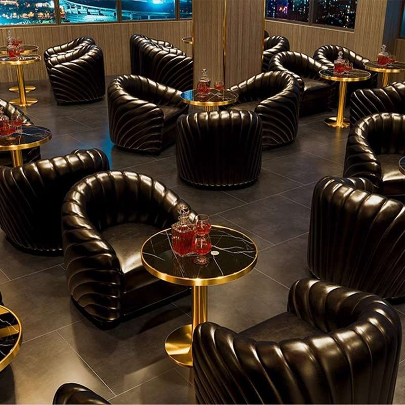 复古轻奢酒吧咖啡厅单人小沙发清吧音乐西餐厅奶茶店桌椅组合商用
