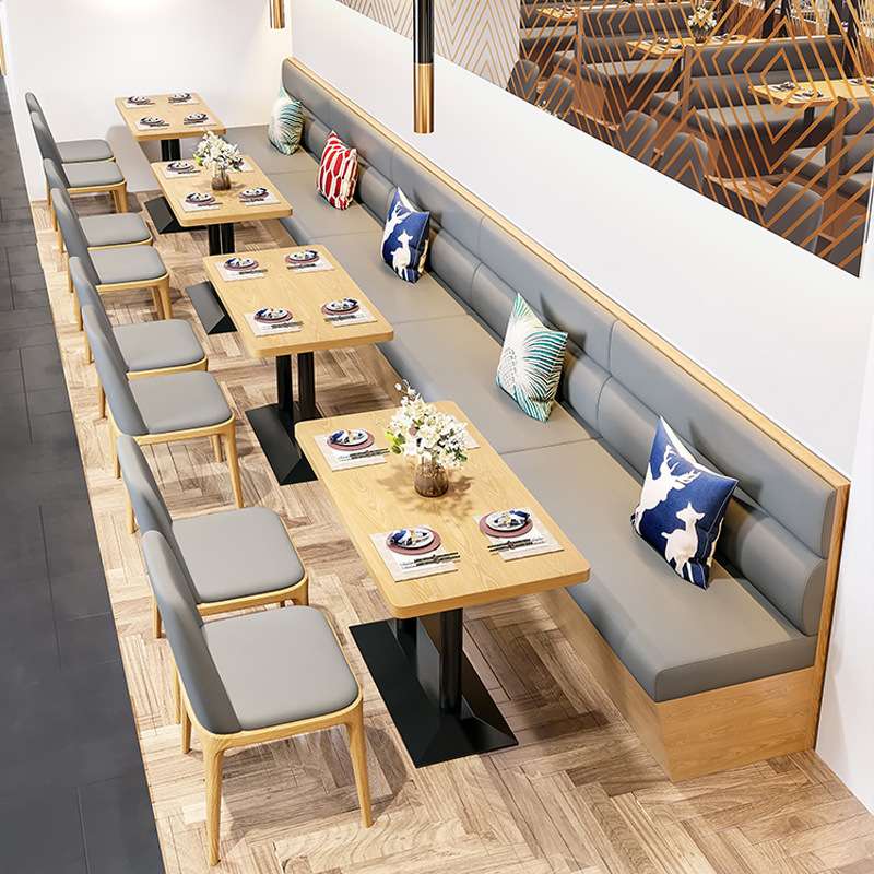 商用订制火锅店中餐厅茶餐厅休闲卡座沙发桌椅组合现代简约风圆桌