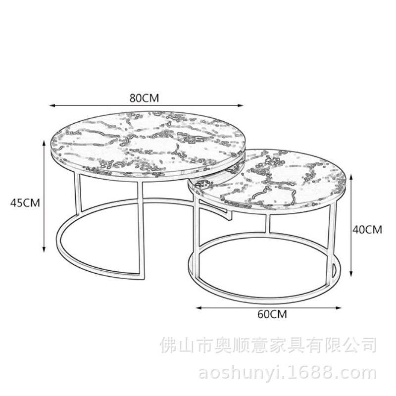 金色不锈钢茶几现代简约客厅大小网红圆形茶几组合创意家用小圆桌