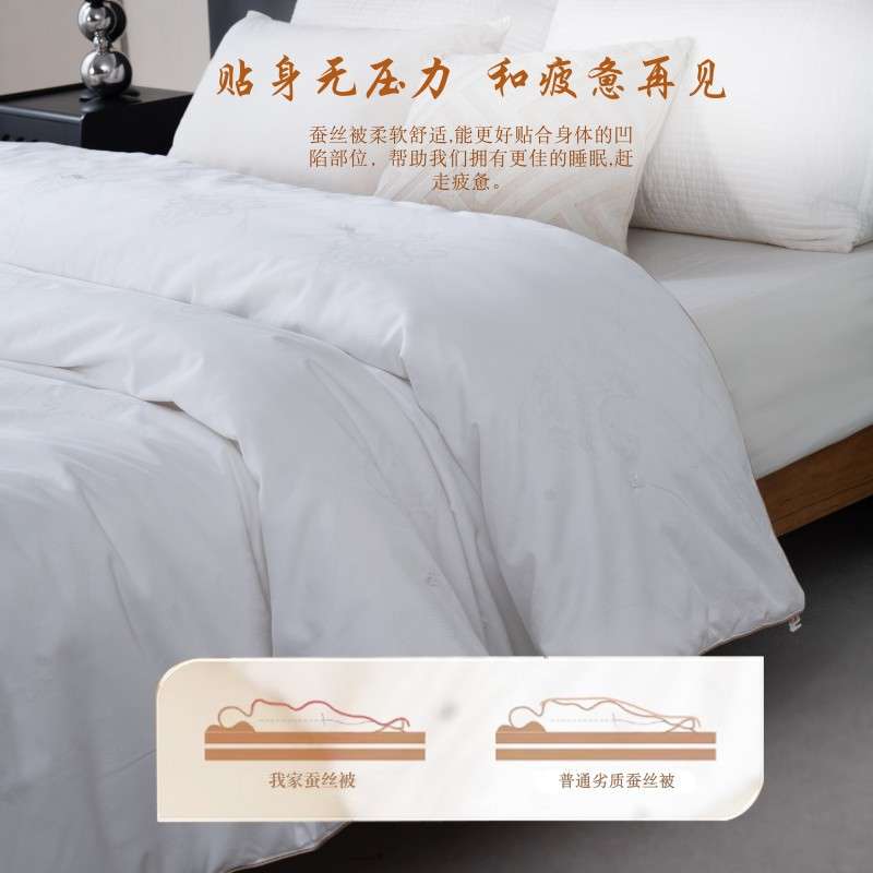 全棉贡缎提花蚕丝被手工双宫茧桑蚕丝二合一子母被被子春秋冬被芯