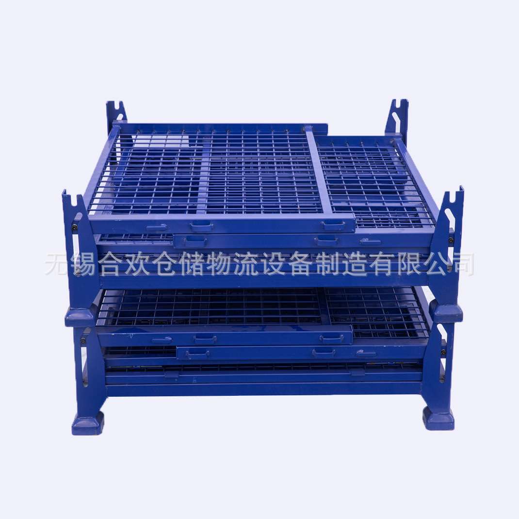 重型可折叠铁框仓储笼堆垛废料箱铁屑接料箱网格铁皮周转箱储物笼