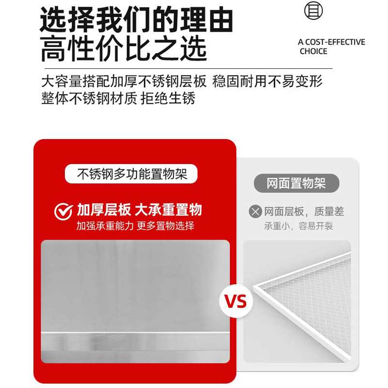 家用不锈钢置物架厨房货架餐厅多层架橱柜多功能储物架落地收纳架