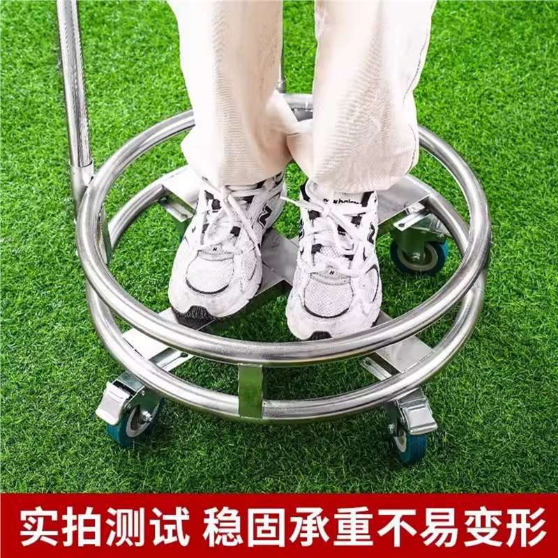 不锈钢桶带滑轮镂空板车桶蒸笼平板小货车汤桶四轮搬运带轮子的架