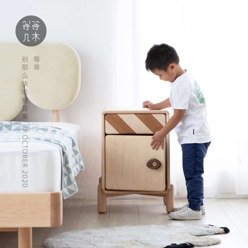 糖果拐杖床头柜 全实木书桌柜抽屉 收纳移动柜儿童房家具