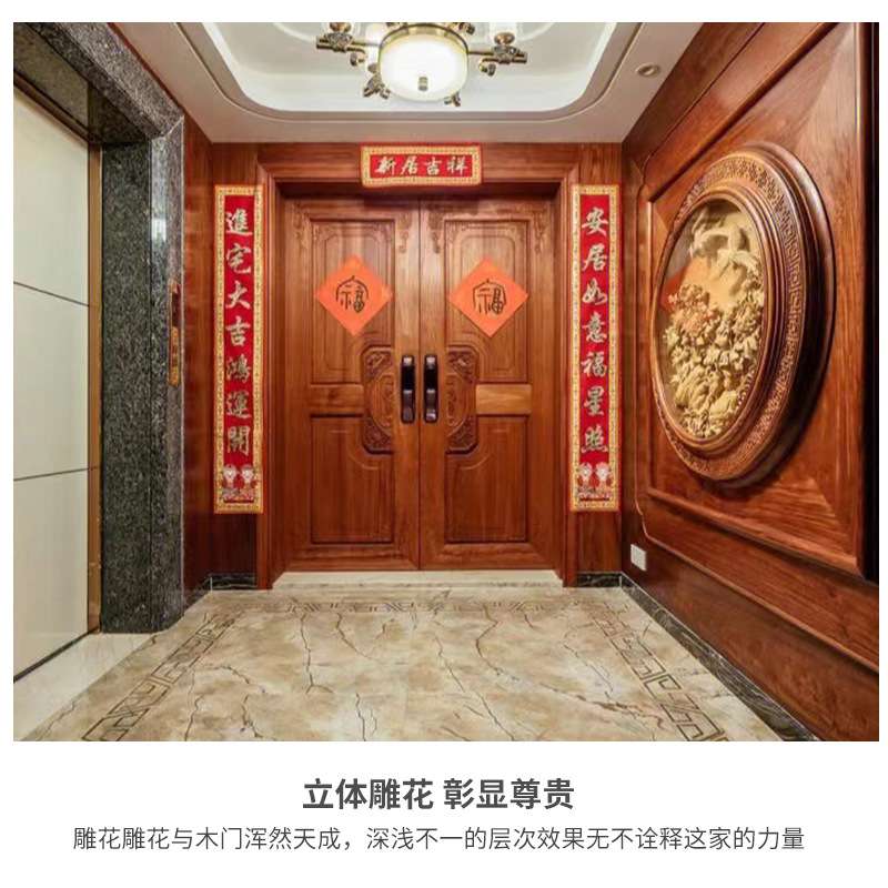 缅甸柚木原木门纯原木环保无味家用实木门东莞工厂直销手工卧室门