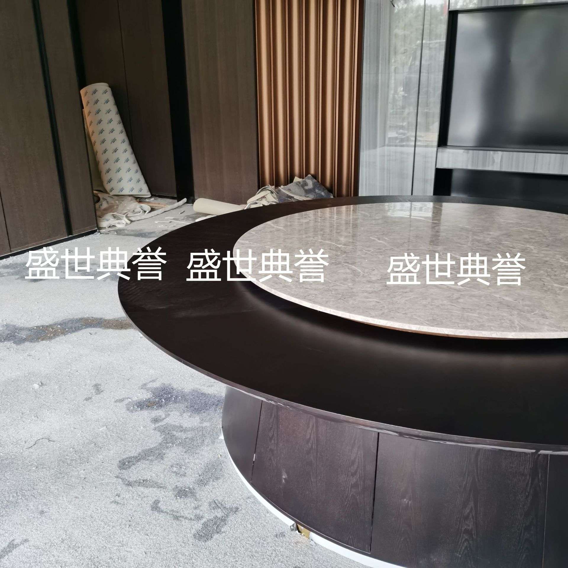 营口星级酒店实木餐桌椅海鲜酒店实木电动餐桌明档餐厅电动大圆桌