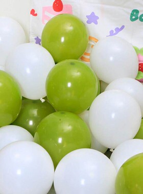 5寸10寸12寸复古橄榄绿色白色系气球生日派对装饰森林系布置汽球