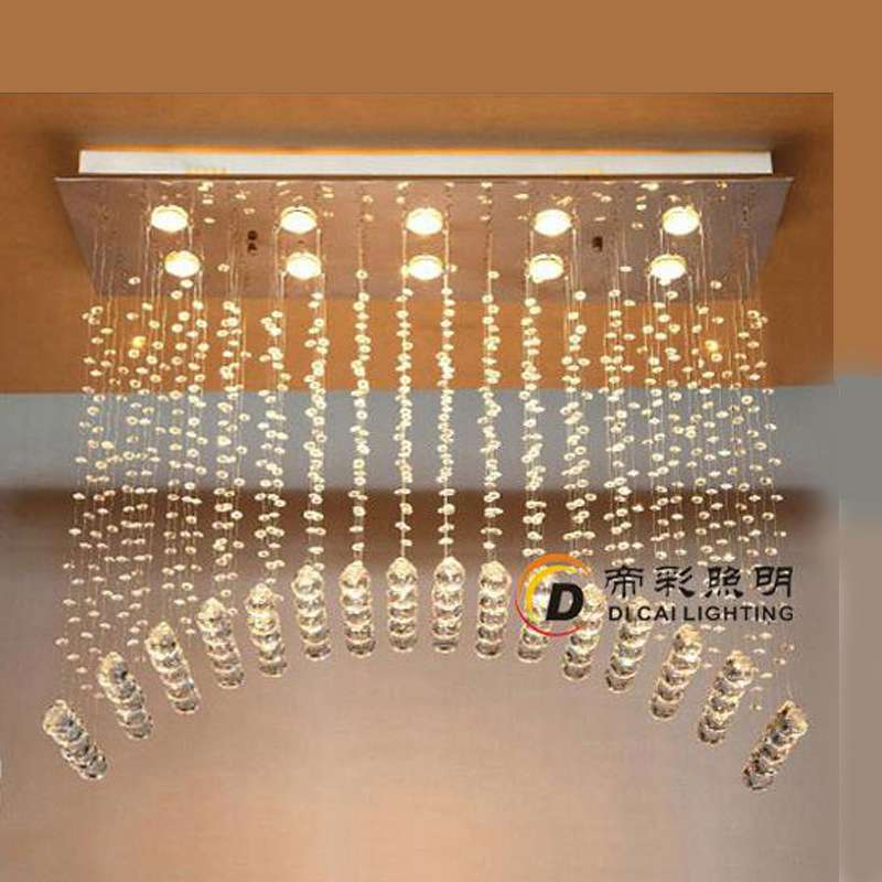 长方形led水晶吊线灯现代简约吧台吊灯创意拱形窗帘隔断餐厅吊灯