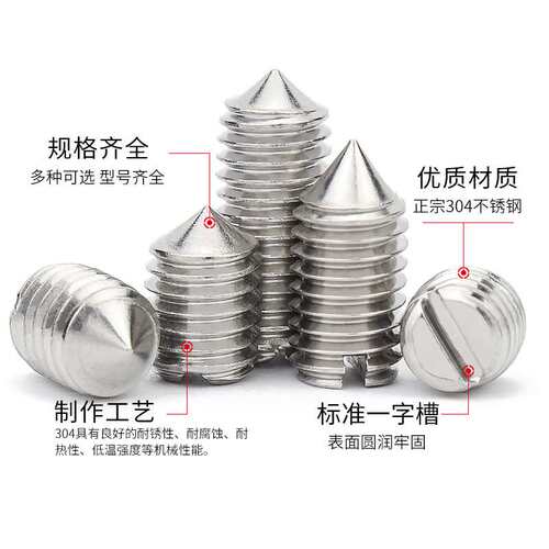 304不锈钢一字开槽尖端机米螺丝紧定螺丝无头螺丝顶丝螺钉M1.6-M6
