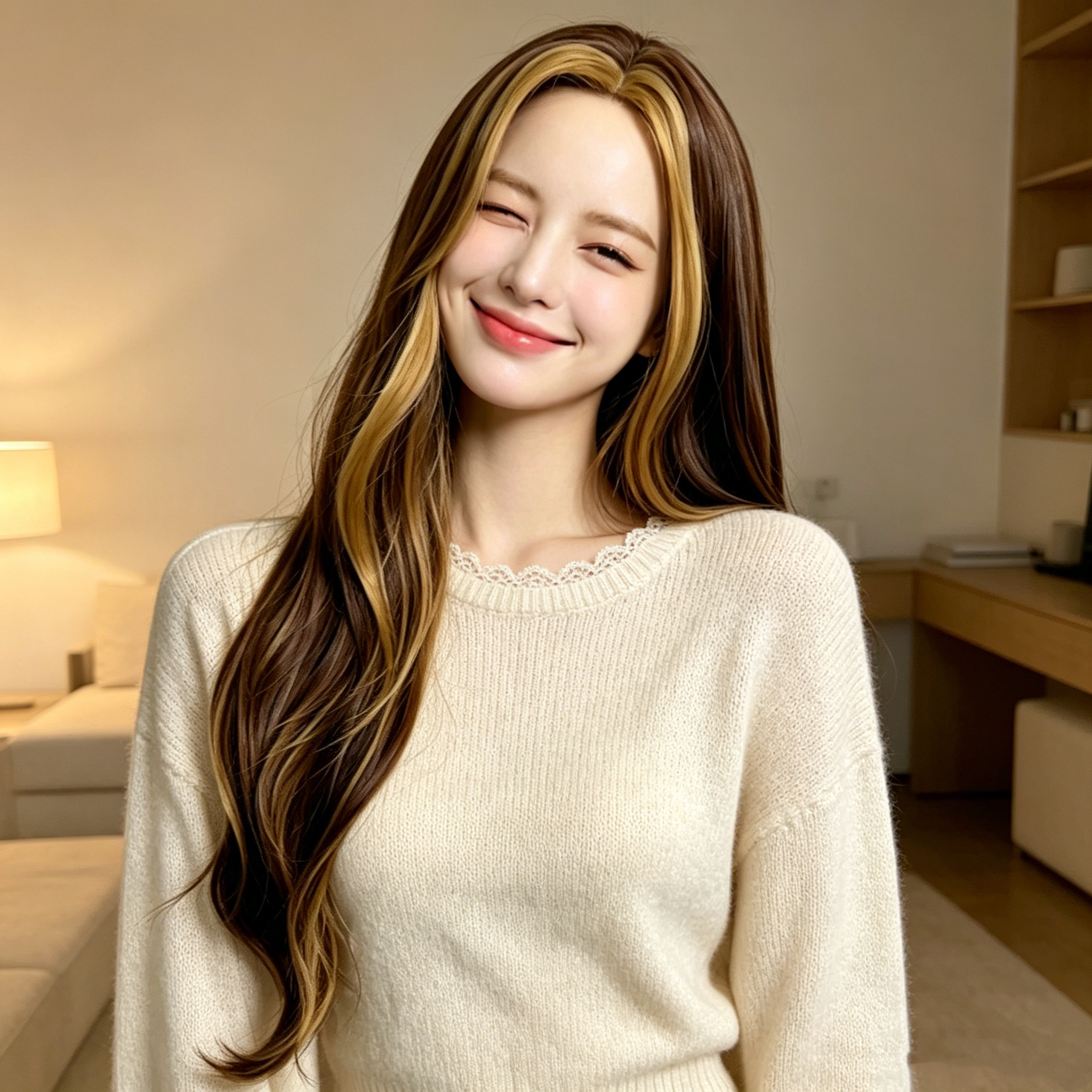 【拒绝假亮】哑光丝无反光逼真发根女款韩系直卷气质中分渐变假发
