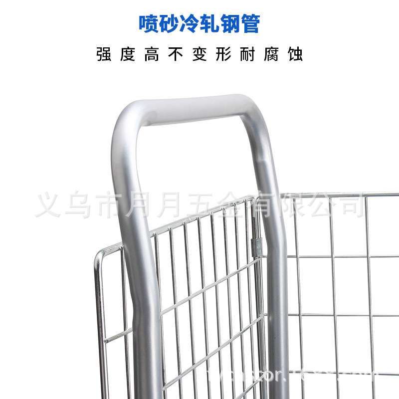 网格车手推车仓库搬运护栏平板车小拖车工具车三轮车静音万向轮