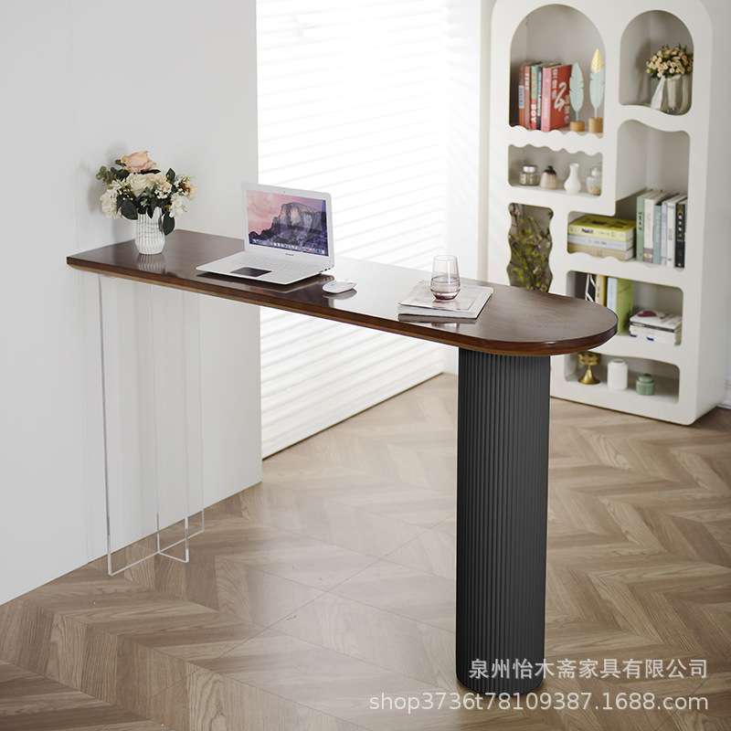 北欧悬浮实木吧台床创意设计师亚克力高脚家用客厅酒店隔段靠墙桌