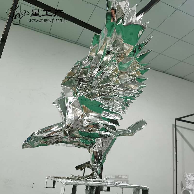 雄鹰展翅菱形动物玻璃钢室内酒店大堂售楼处大型树脂软装大鹏摆件